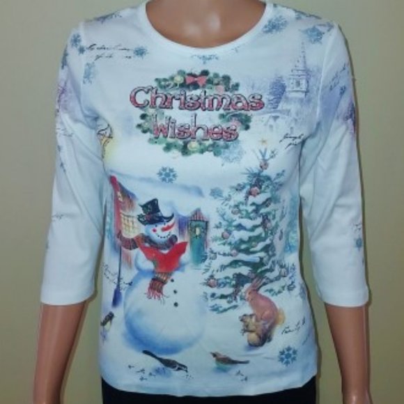 STUDIO GEM CHRISTMAS WISHES 3/4 SLEEVE TEE SIZE SMALL - Picture 2 of 7